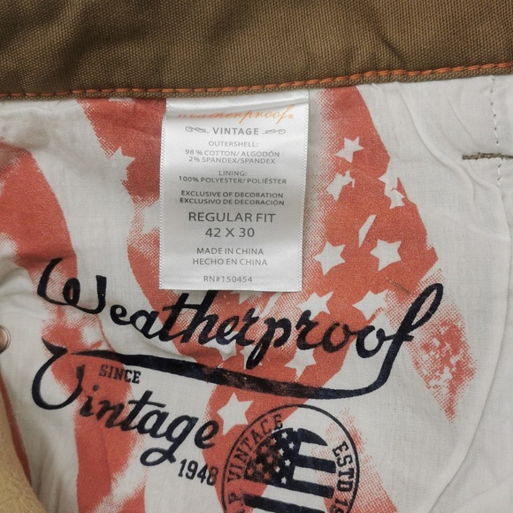 Men's 42 x 30 Fleece lined Jeans Khaki straight leg vintage - Picture 2 of 2